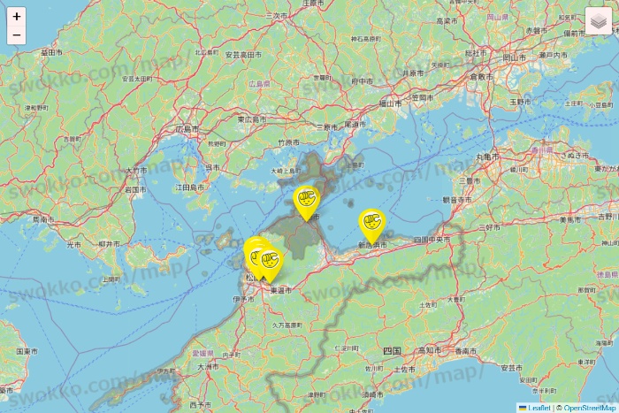 愛媛県のチョコザップの店舗地図