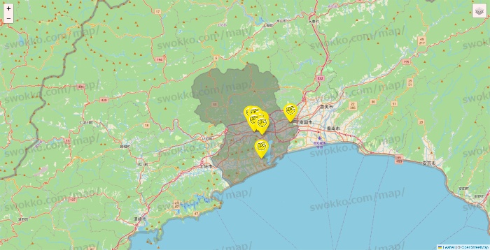 高知県のチョコザップの店舗地図