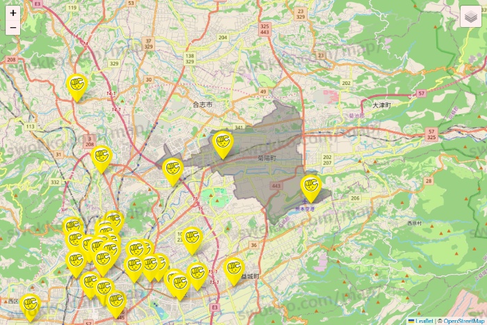 熊本県のチョコザップの店舗地図