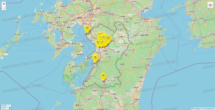 熊本県のチョコザップの店舗地図