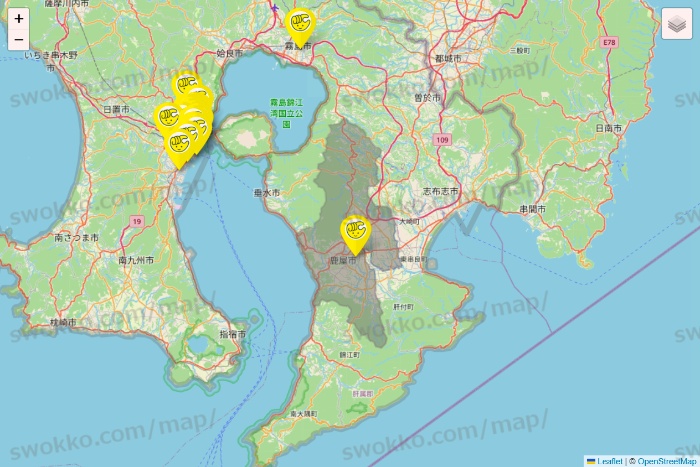 鹿児島県のチョコザップの店舗地図