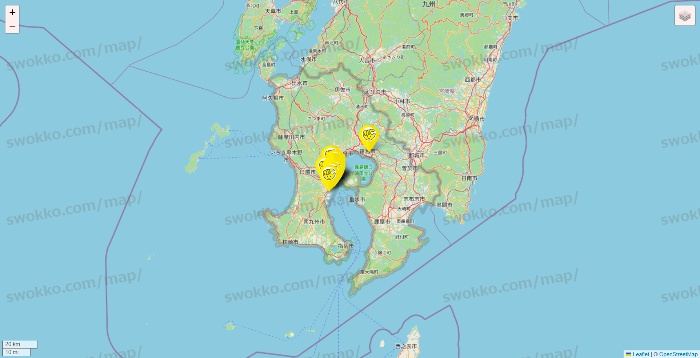 鹿児島県のチョコザップの店舗地図