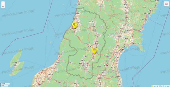 山形県のチョコザップの店舗地図