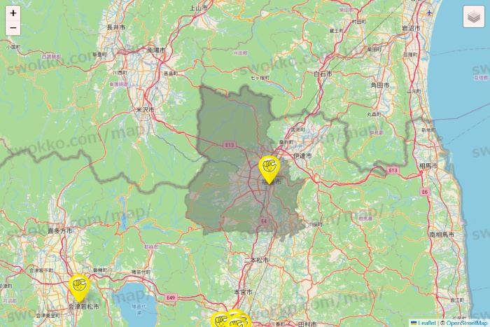 福島県のチョコザップの店舗地図