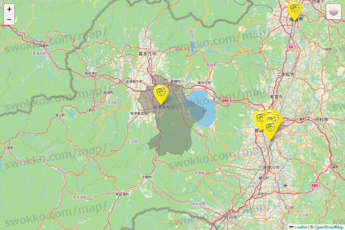 福島県のチョコザップの店舗地図