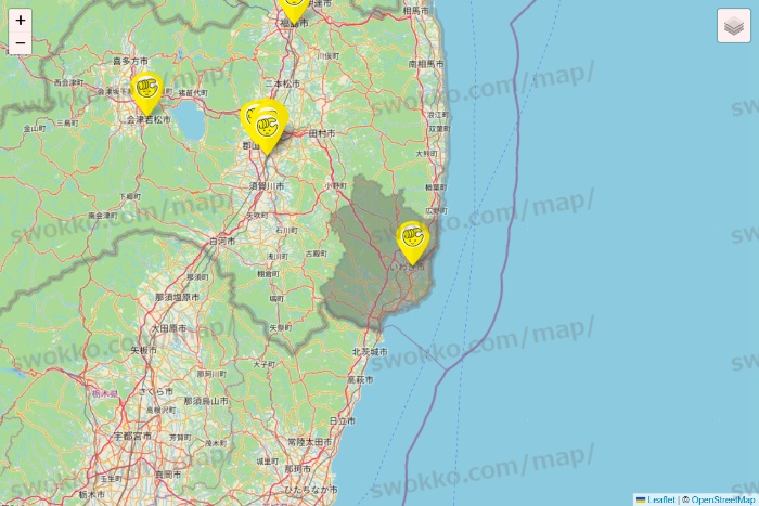 福島県のチョコザップの店舗地図