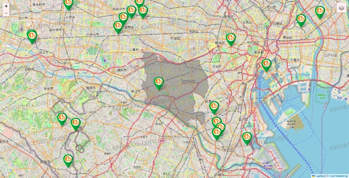 東京都の学研ココファンの施設地図
