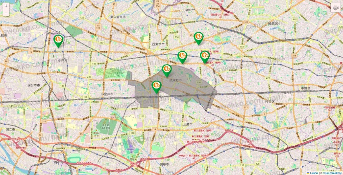東京都の学研ココファンの施設地図