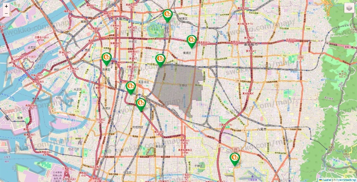 大阪府の学研ココファンの施設地図