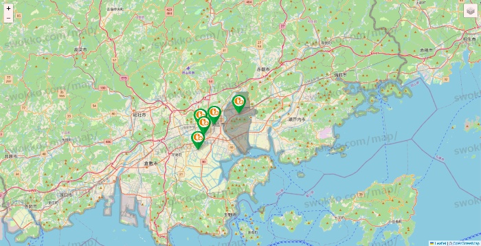 岡山県の学研ココファンの施設地図