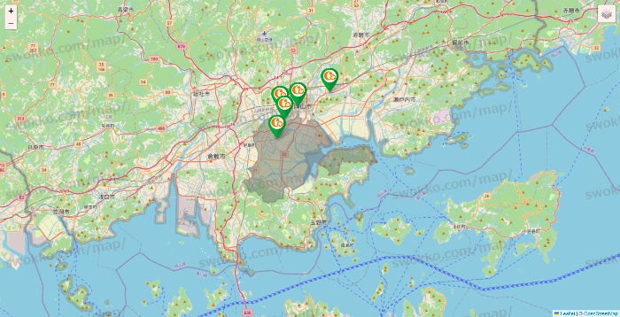 岡山県の学研ココファンの施設地図