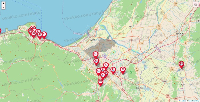 北海道のココカラファインの店舗地図