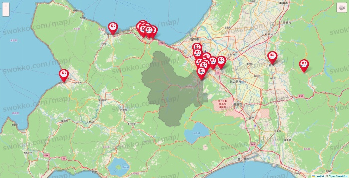北海道のココカラファインの店舗地図