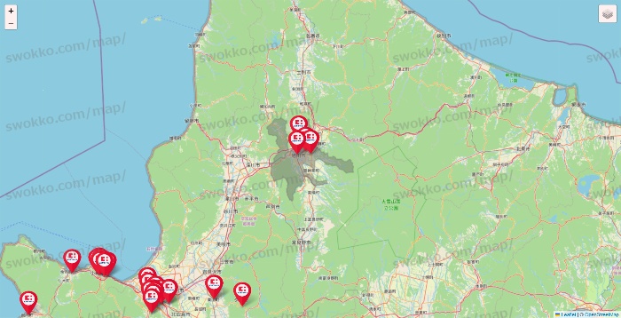 北海道のココカラファインの店舗地図