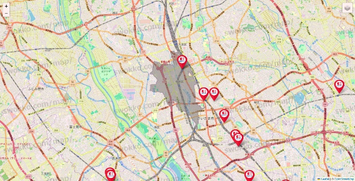 埼玉県のココカラファインの店舗地図