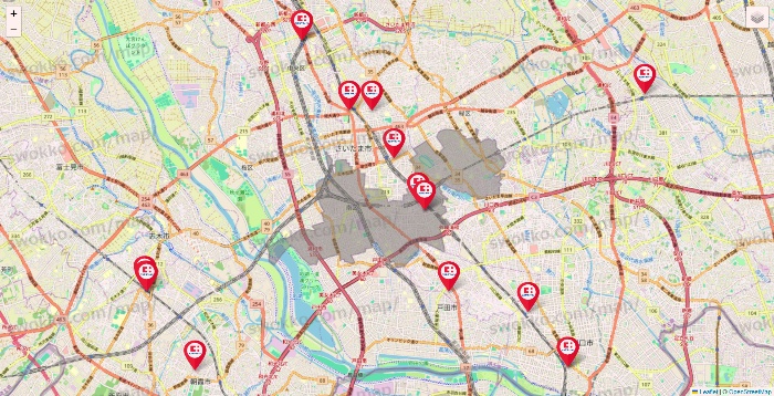 埼玉県のココカラファインの店舗地図