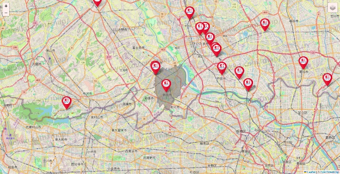 埼玉県のココカラファインの店舗地図