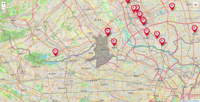 埼玉県のココカラファインの店舗地図