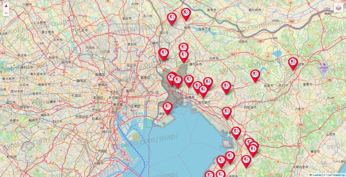 千葉県のココカラファインの店舗地図