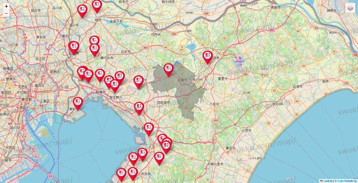 千葉県のココカラファインの店舗地図