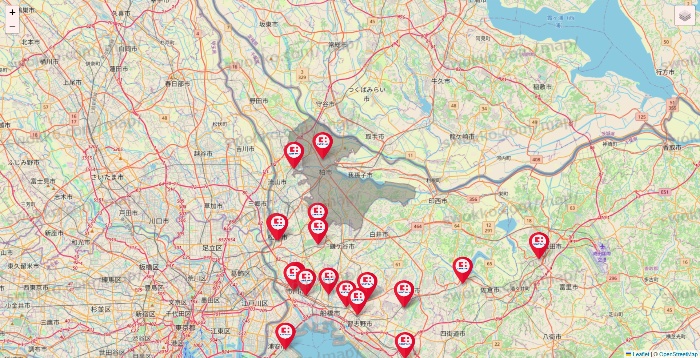 千葉県のココカラファインの店舗地図