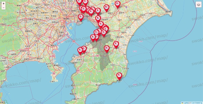 千葉県のココカラファインの店舗地図