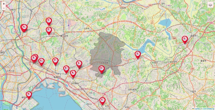 千葉県のココカラファインの店舗地図