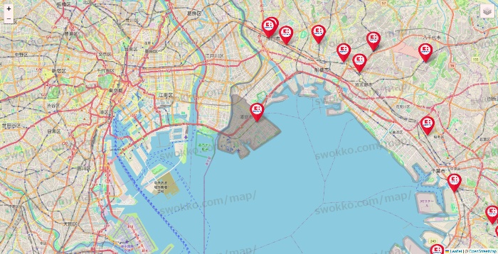 千葉県のココカラファインの店舗地図