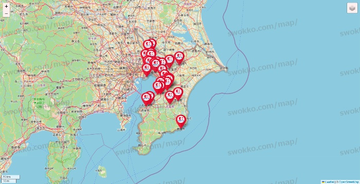 千葉県のココカラファインの店舗地図