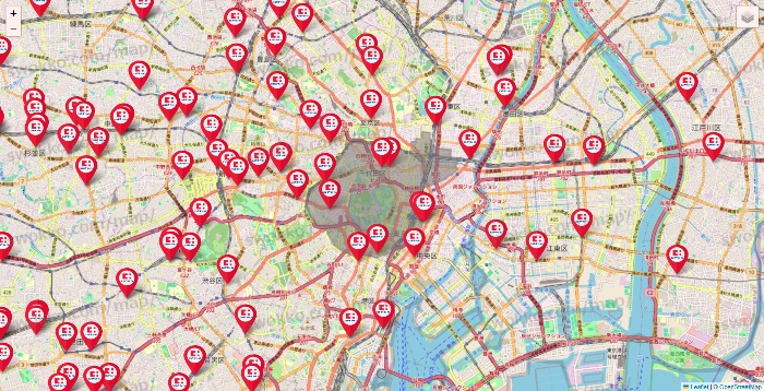 東京都のココカラファインの店舗地図