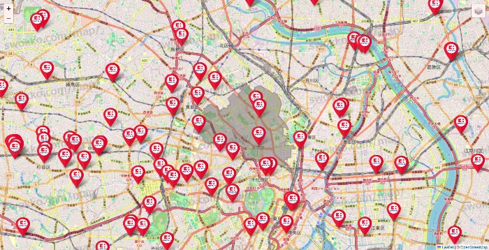 東京都のココカラファインの店舗地図