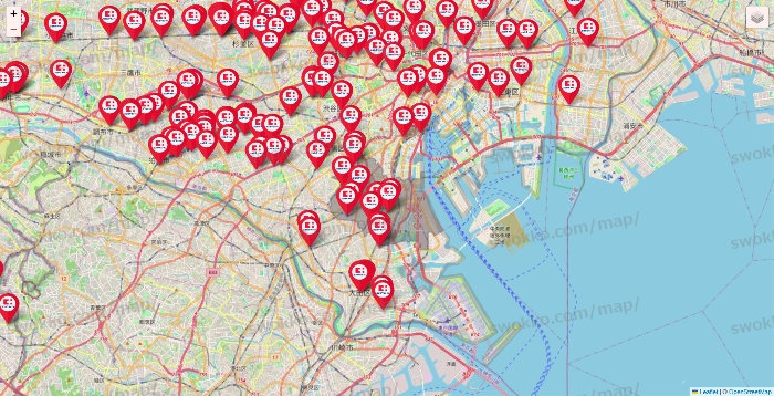 東京都のココカラファインの店舗地図