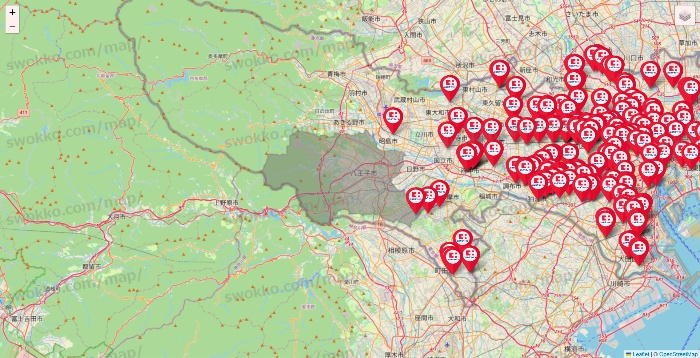 東京都のココカラファインの店舗地図
