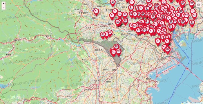 東京都のココカラファインの店舗地図