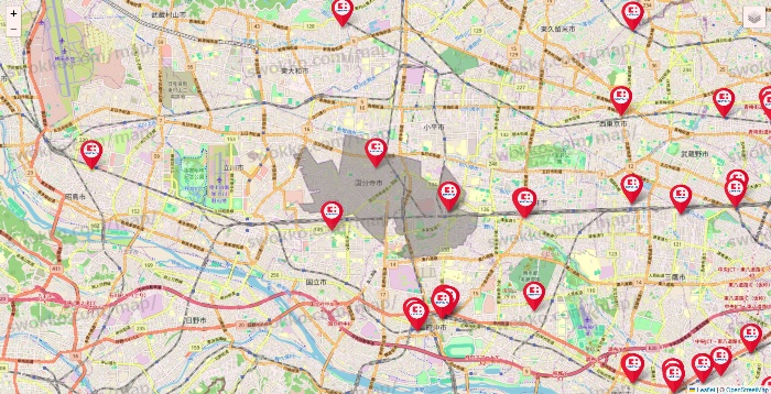 東京都のココカラファインの店舗地図