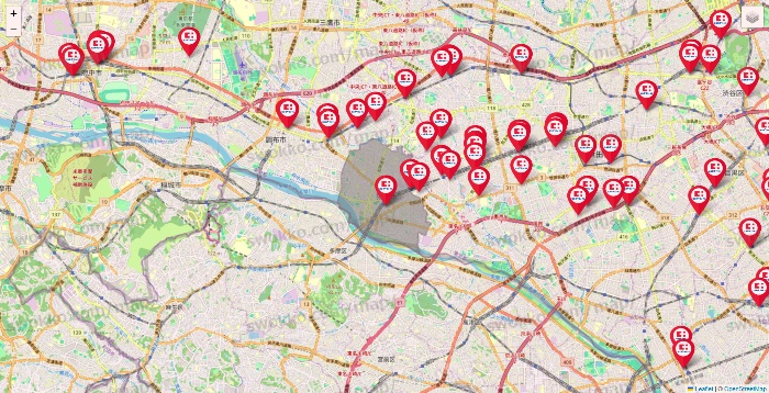 東京都のココカラファインの店舗地図