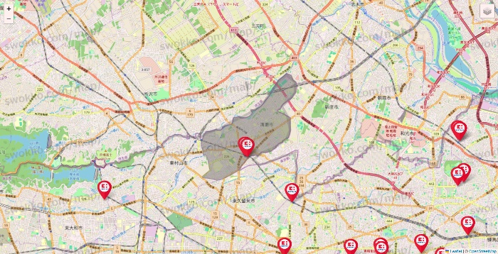 東京都のココカラファインの店舗地図