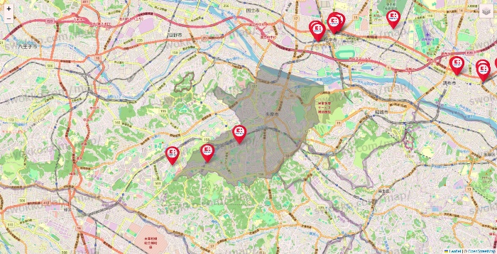 東京都のココカラファインの店舗地図