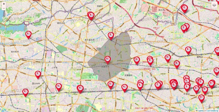 東京都のココカラファインの店舗地図
