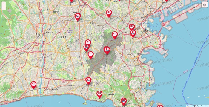 神奈川県のココカラファインの店舗地図