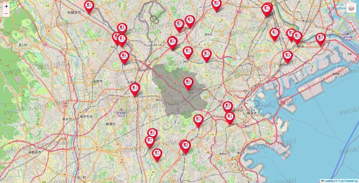 神奈川県のココカラファインの店舗地図