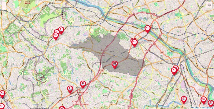 神奈川県のココカラファインの店舗地図