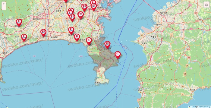 神奈川県のココカラファインの店舗地図