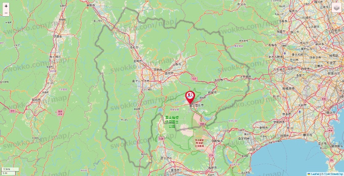山梨県のココカラファインの店舗地図