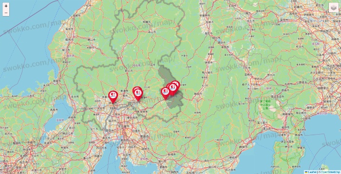 岐阜県のココカラファインの店舗地図