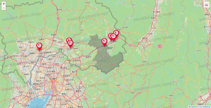 岐阜県のココカラファインの店舗地図