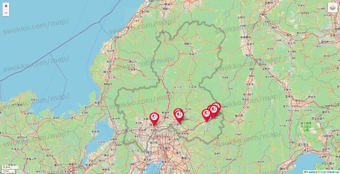 岐阜県のココカラファインの店舗地図
