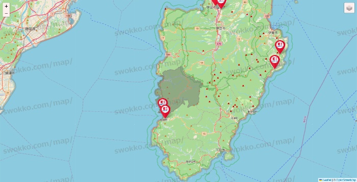 静岡県のココカラファインの店舗地図