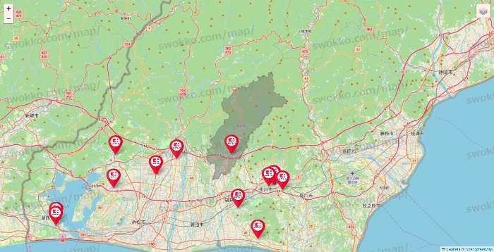 静岡県のココカラファインの店舗地図