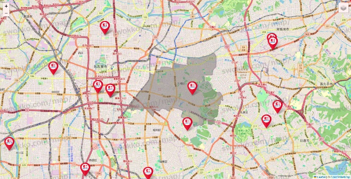 愛知県のココカラファインの店舗地図